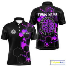 Load image into Gallery viewer, Red Hexagons Halftone &amp; Dartboard 3D Men's Darts Shirt - Custom Name For Players NYN0560