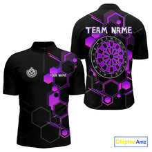 Load image into Gallery viewer, Red Hexagons Halftone &amp; Dartboard 3D Men's Darts Shirt - Custom Name For Players NYN0560