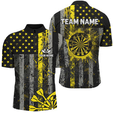 Load image into Gallery viewer, Custom Yellow Grunge US Flag Patriotic Darts Shirt For Men, Retro Darts Board Darts Team Jerseys TDM2069