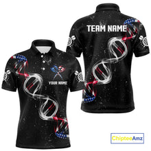 Load image into Gallery viewer, Custom American Flag Smoke DNA Darts Jersey Polo &amp; 1/4 Zip For Men, Patriotic Darts Team Jersey TDM4626