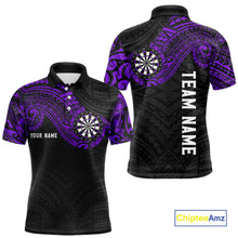 Load image into Gallery viewer, Personalized Black And Purple Tribal Darts Shirt For Men Custom Darts Jersey Team Polo &amp; 1/4 Zip TDM4825