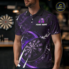 Load image into Gallery viewer, Purple 3D Skull Darts Polo &amp; 1/4 Zip For Men Custom Darts League Team Jersey, Best Darts Gifts TDM4830