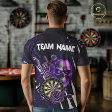 Load image into Gallery viewer, Purple 3D Skull Darts Polo &amp; 1/4 Zip For Men Custom Darts League Team Jersey, Best Darts Gifts TDM4830
