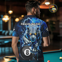 Load image into Gallery viewer, Personalized Thunder Lightning Tiger Billiard Shirt For Men Custom Blue Billiard Team Pool Jersey TDM3027