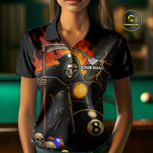 Load image into Gallery viewer, Personalized Grim Reaper Motorcycle Billiards Shirt For Women Custom Funny 8 Ball Pool Team Jersey TDM5263