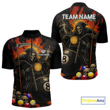 Load image into Gallery viewer, Personalized Grim Reaper Motorcycle Billiards Shirt For Men Custom Funny 8 Ball Pool Team Jersey TDM5263