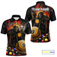 Load image into Gallery viewer, Personalized Grim Reaper Motorcycle Billiards Shirt For Men Custom Funny 9 Ball Pool Team Jersey TDM5264