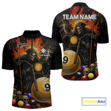 Load image into Gallery viewer, Personalized Grim Reaper Motorcycle Billiards Shirt For Men Custom Funny 9 Ball Pool Team Jersey TDM5264