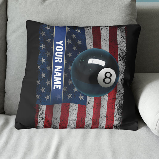 Patriotic American Flag Custom 8 Ball Pool Billiard Sports Throw Pillows TDM0773