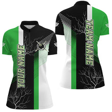 Load image into Gallery viewer, Personalized Black Green Billiard Polo, Quarter Zip For Women Custom 8 Ball Pool Billiard Team Jersey TDM3269