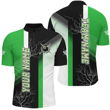 Load image into Gallery viewer, Personalized Black Green Billiard Polo, Quarter Zip For Men Custom 8 Ball Pool Billiard Team Jersey TDM3269