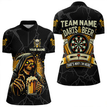 Load image into Gallery viewer, Darts And Beer That's Why I'm Here Custom Grim Reaper Women Darts Shirts, Drinking Dart Jerseys TDM3461