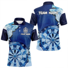 Load image into Gallery viewer, Blue Icy Light Darts Polo &amp; Quarter Zip Custom Dart Shirts For Men, Cool Darts Team Jerseys TDM3462