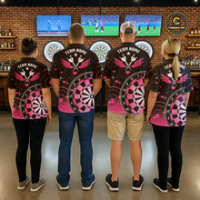 Load image into Gallery viewer, Pink And Black Darts Wings Polo &amp; Quarter Zip Custom Darts Shirt For Women, Valentine Darts Gifts TDM5765