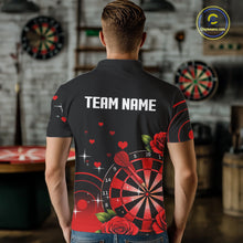 Load image into Gallery viewer, Black And Red Dartboard Roses And Heart Darts Shirt For Men Custom Valentine Darts Jersey Outfit TDM5766
