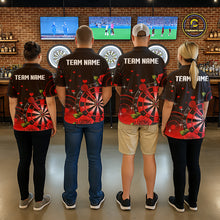 Load image into Gallery viewer, Black And Red Dartboard Roses And Heart Darts Shirt For Men Custom Valentine Darts Jersey Outfit TDM5766
