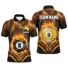 Load image into Gallery viewer, Billiard 8 Ball &amp; 9 Ball Fire Lightning Men Polo &amp; 1/4 Zip Shirts Custom Billiard Jersey |Yellow TDM1643