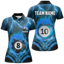 Load image into Gallery viewer, Billiard 8 Ball &amp; 10 Ball Fire Lightning Women Polo &amp; Quarter-Zip Shirt Custom Billiard Jersey Attire TDM1645