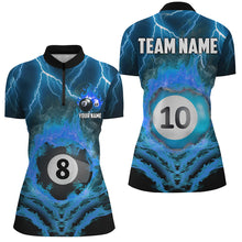 Load image into Gallery viewer, Billiard 8 Ball &amp; 10 Ball Fire Lightning Women Polo &amp; Quarter-Zip Shirt Custom Billiard Jersey Attire TDM1645