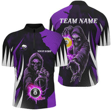 Load image into Gallery viewer, Funny Purple Grim Reaper 8 Ball &amp; 9 Ball Billiard Shirts For Men Custom League Billiard Jerseys TDM2285