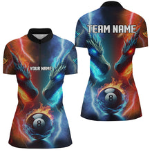 Load image into Gallery viewer, Personalized Water Fire 3D Dragon 8 Ball Pool Billiard Shirts For Women, Team League Billiard Jerseys TDM2290