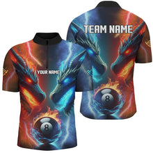 Load image into Gallery viewer, Personalized Water Fire 3D Dragon 8 Ball Pool Billiard Shirts For Men, Team League Billiard Jerseys TDM2290