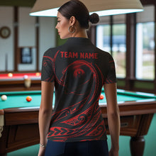 Load image into Gallery viewer, Black And Red 8 Ball Pool Tribal Pattern Women Billiard Polo &amp; 1/4 Zip Custom Billiard Pool Jerseys TDM3472