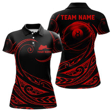 Load image into Gallery viewer, Black And Red 8 Ball Pool Tribal Pattern Women Billiard Polo &amp; 1/4 Zip Custom Billiard Pool Jerseys TDM3472