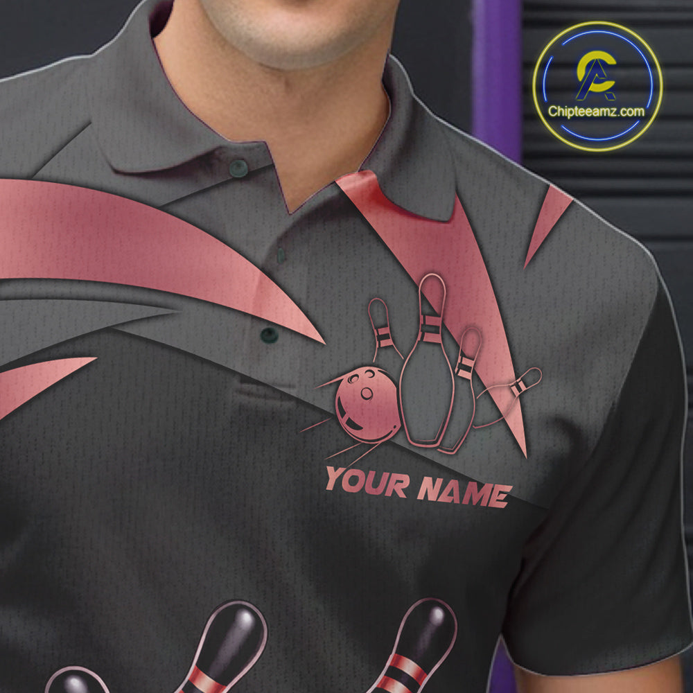 Black And Red Bowling Shirt For Men Custom Crown Bowling Jersey, Bowling League Polo & 1/4 Zip TDM6380