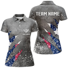 Load image into Gallery viewer, Custom Ball 8 Texas Flag Grey Grunge Women Billiard Polo &amp; 1/4 Zip Shirt Best Billiard Team Jersey TDM1651