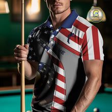Load image into Gallery viewer, Custom Men's 8 Ball Billiard Shirts, American Flag Polo &amp; 1/4 Zip Patriotic Pool Team Jerseys TDM4055