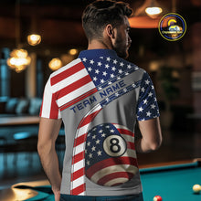 Load image into Gallery viewer, Custom Men's 8 Ball Billiard Shirts, American Flag Polo &amp; 1/4 Zip Patriotic Pool Team Jerseys TDM4055
