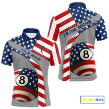 Load image into Gallery viewer, Custom Men's 8 Ball Billiard Shirts, American Flag Polo &amp; 1/4 Zip Patriotic Pool Team Jerseys TDM4055