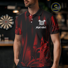 Load image into Gallery viewer, Personalized Skull Darts Shirt For Men Custom Black And Red Darts Team Jerseys Polo &amp; 1/4 Zip TDM4403