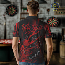 Load image into Gallery viewer, Personalized Skull Darts Shirt For Men Custom Black And Red Darts Team Jerseys Polo &amp; 1/4 Zip TDM4403