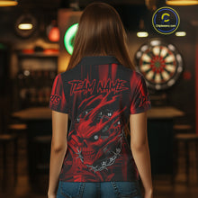 Load image into Gallery viewer, Personalized Skull Darts Shirt For Women Custom Black And Red Darts Team Jerseys Polo &amp; 1/4 Zip TDM4403
