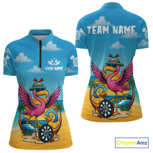 Load image into Gallery viewer, Personalized Funny Tropical Flamingo Darts Shirt For Women Custom Darts Jersey Outfit, Darts Gifts TDM4408