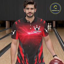 Load image into Gallery viewer, Personalized Thunder Lightning Cobra Snake Bowling Shirts For Men, Red Bowling Team Jersey TDM4644