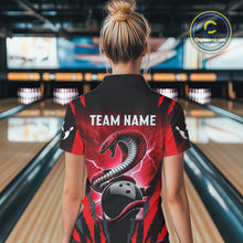 Load image into Gallery viewer, Personalized Thunder Lightning Cobra Snake Bowling Shirts For Women, Red Bowling Team Jersey TDM4644