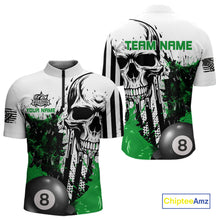 Load image into Gallery viewer, Personalized Green Grunge Skull Billiards Shirts For Men Custom Retro Billiard Team Jerseys Attire TDM4650
