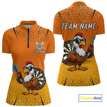 Load image into Gallery viewer, Orange Funny Turkey Darts Shirt For Women Custom Thanksgiving Shirt For Darts Player, Darts Gifts TDM4837