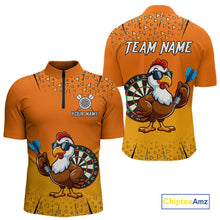 Load image into Gallery viewer, Orange Funny Turkey Darts Shirt For Men Custom Thanksgiving Shirt For Darts Player, Darts Gifts TDM4837