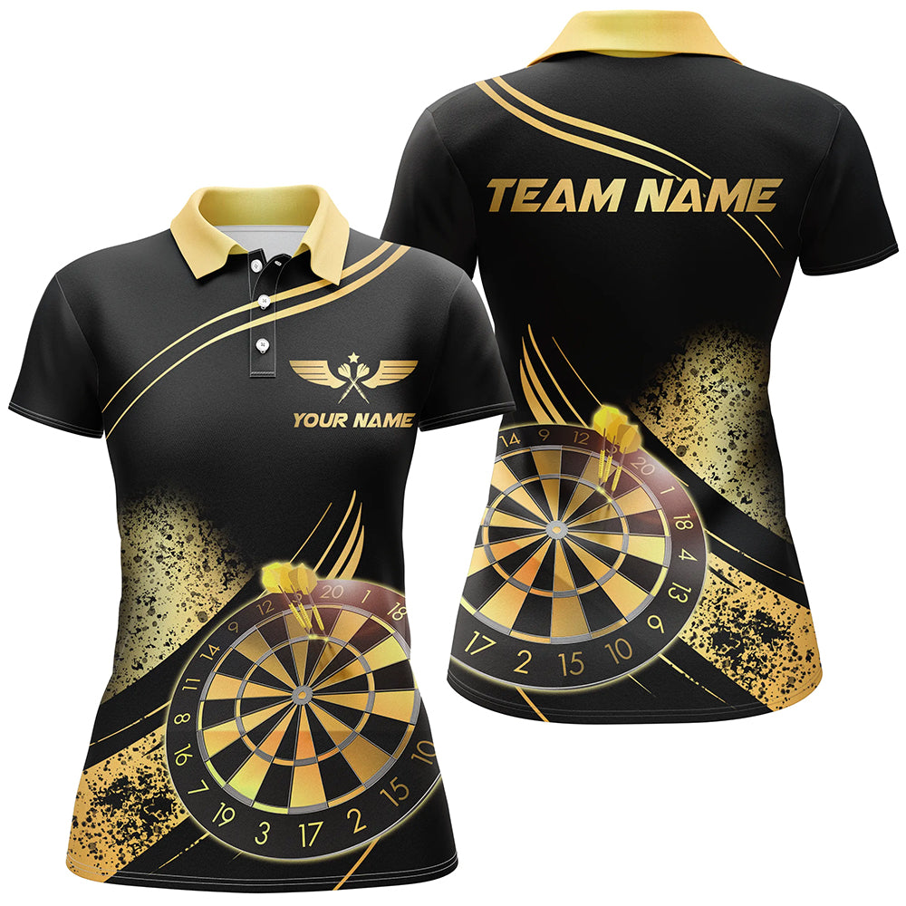 Personalized Golden Dartboard Grunge Dart Shirts For Women Custom Darts League Jerseys Team Uniform TDM2805