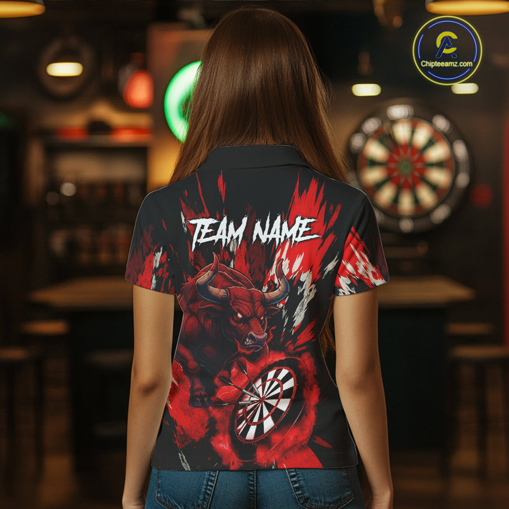 Personalized Red Dartboard Splash Bull Darts Shirt For Women Custom Dart Jersey Team Polo & 1/4 Zip TDM5276