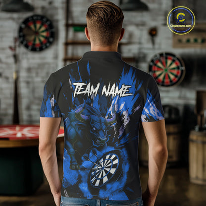 Personalized Blue Dartboard Splash Bull Darts Shirt For Men Custom Dart Jersey Team Polo & 1/4 Zip TDM5277