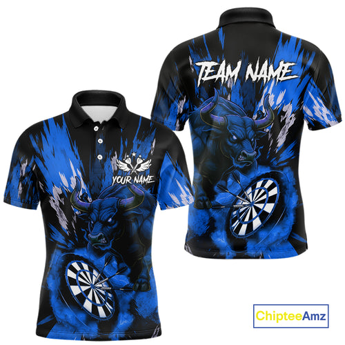 Personalized Blue Dartboard Splash Bull Darts Shirt For Men Custom Dart Jersey Team Polo & 1/4 Zip TDM5277