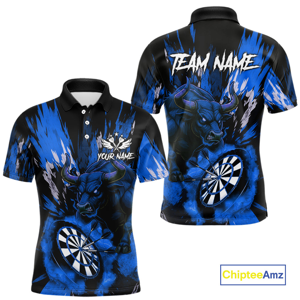 Personalized Blue Dartboard Splash Bull Darts Shirt For Men Custom Dart Jersey Team Polo & 1/4 Zip TDM5277