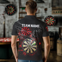 Load image into Gallery viewer, Striking Red Glowing Light Darts Polo &amp; Quarter Zip Custom Dart Shirts For Men Darts League Jerseys TDM3479