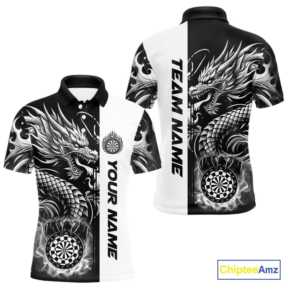 Custom Dragon Dart Shirts For Men, Personalized 3D Dart League Uniform Best Dart Jerseys |White TDM4239