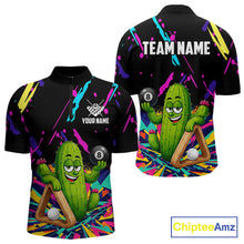 Load image into Gallery viewer, Colorful cactus 8 ball billiard quarter zip shirt for men designed for league tournaments and team events.
